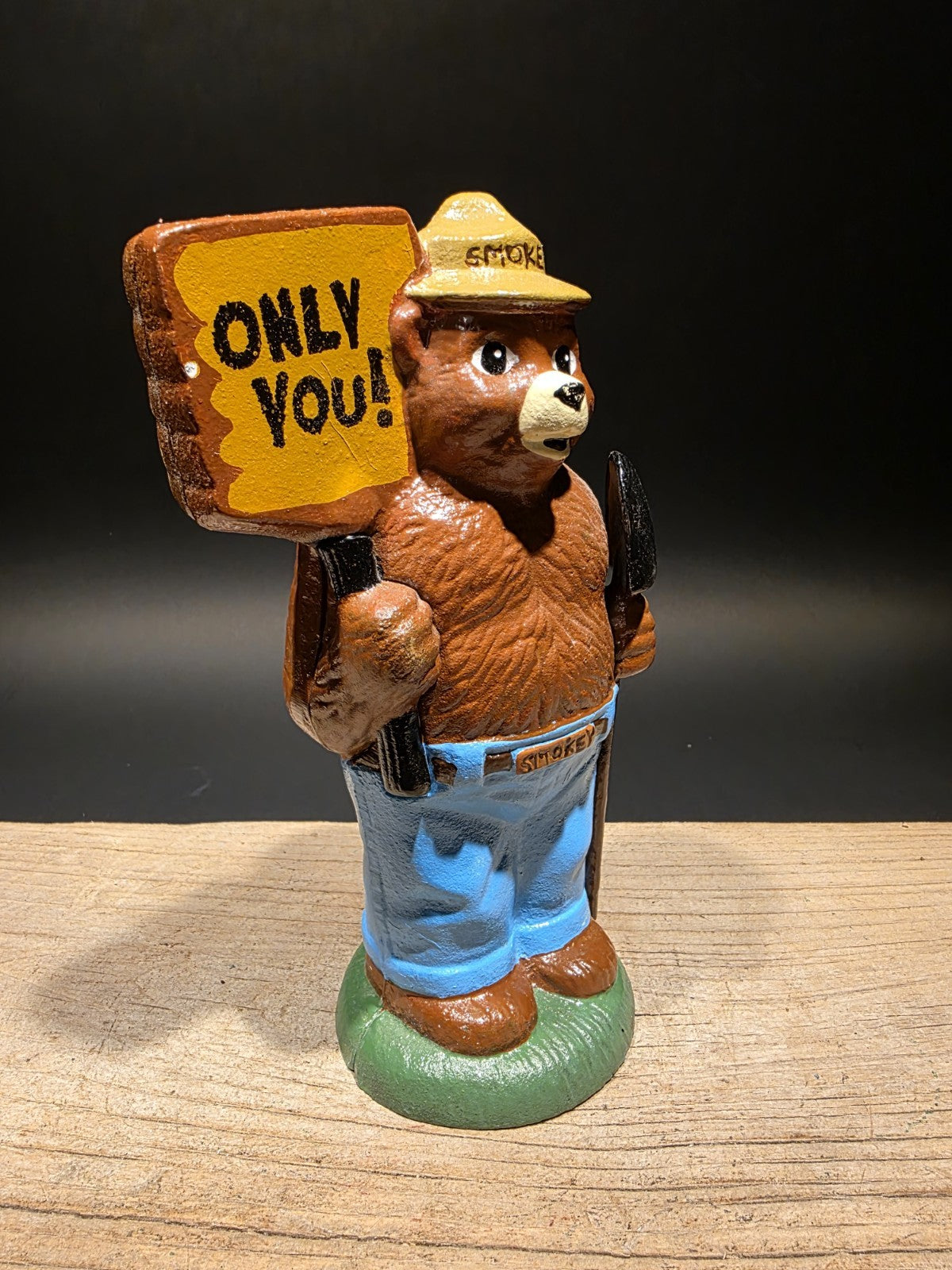 8" Antique Vintage Style Cast Smokey The Bear Coin Bank