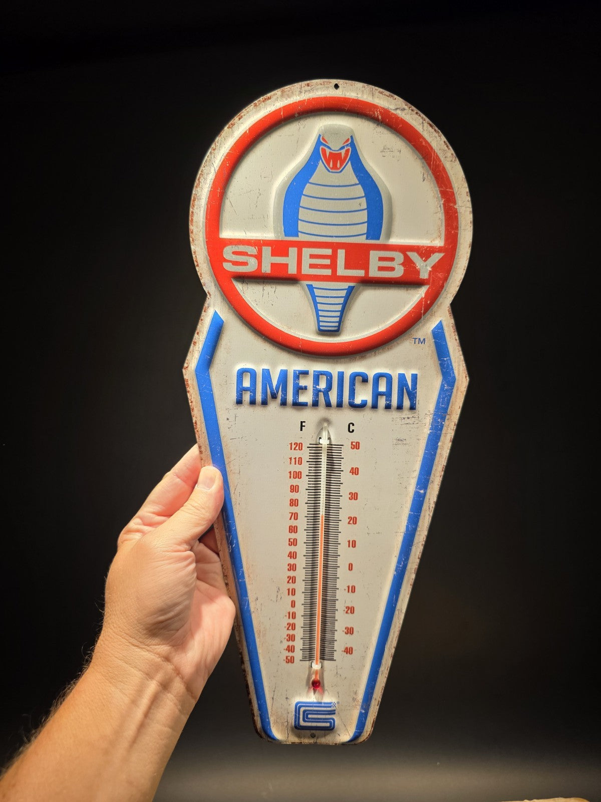 17.5 " Metal Vintage Style Ford Shelby American Thermometer Sign