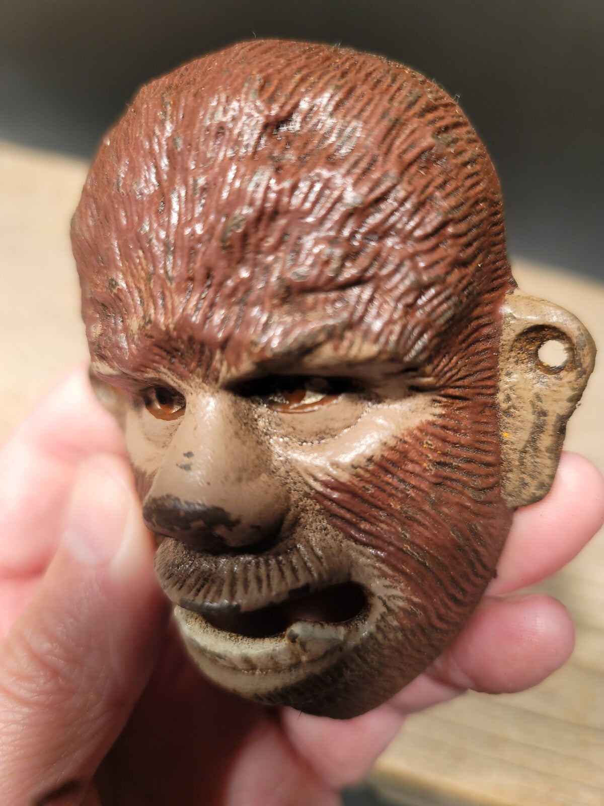 Antique Vintage Style Cast Iron folk art Wolf Man Wall mount Bottle Opener