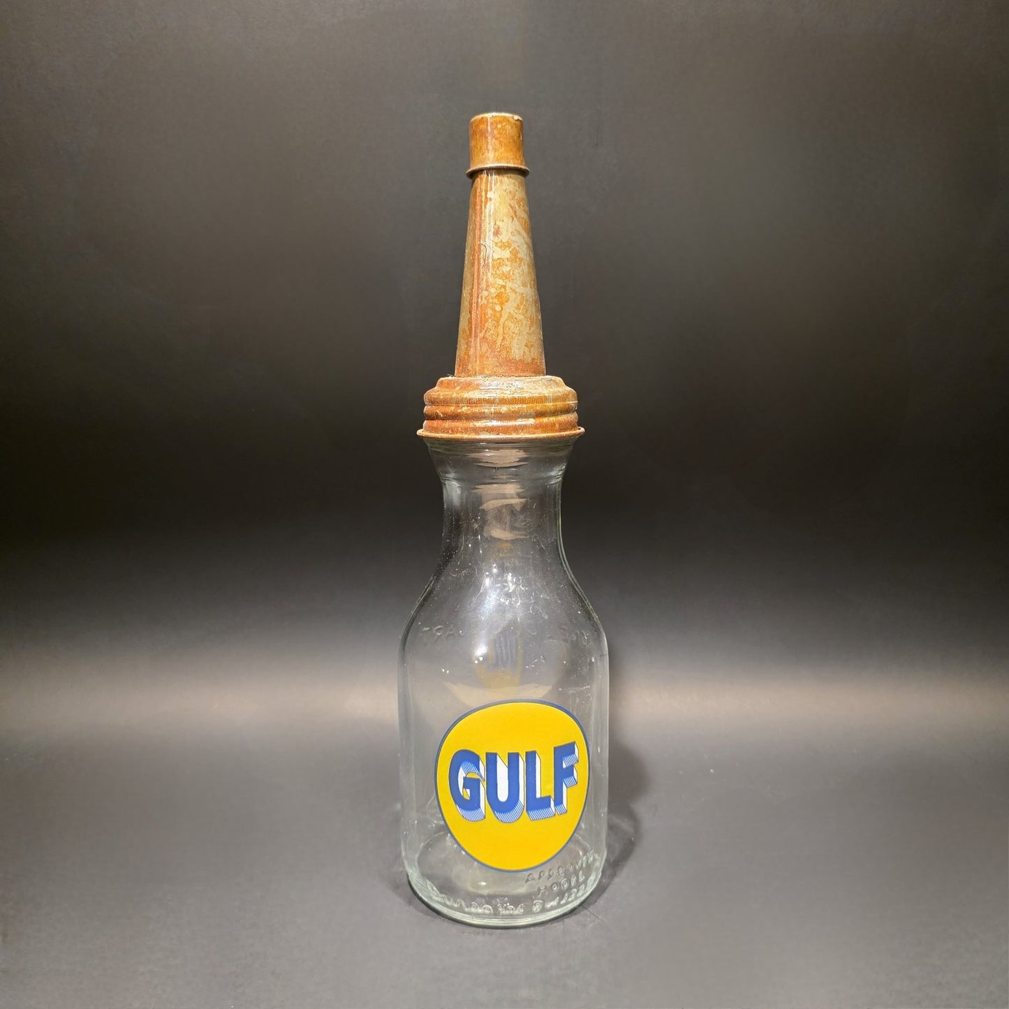 1930s Style Glass Gulf Oil Bottle w Spout