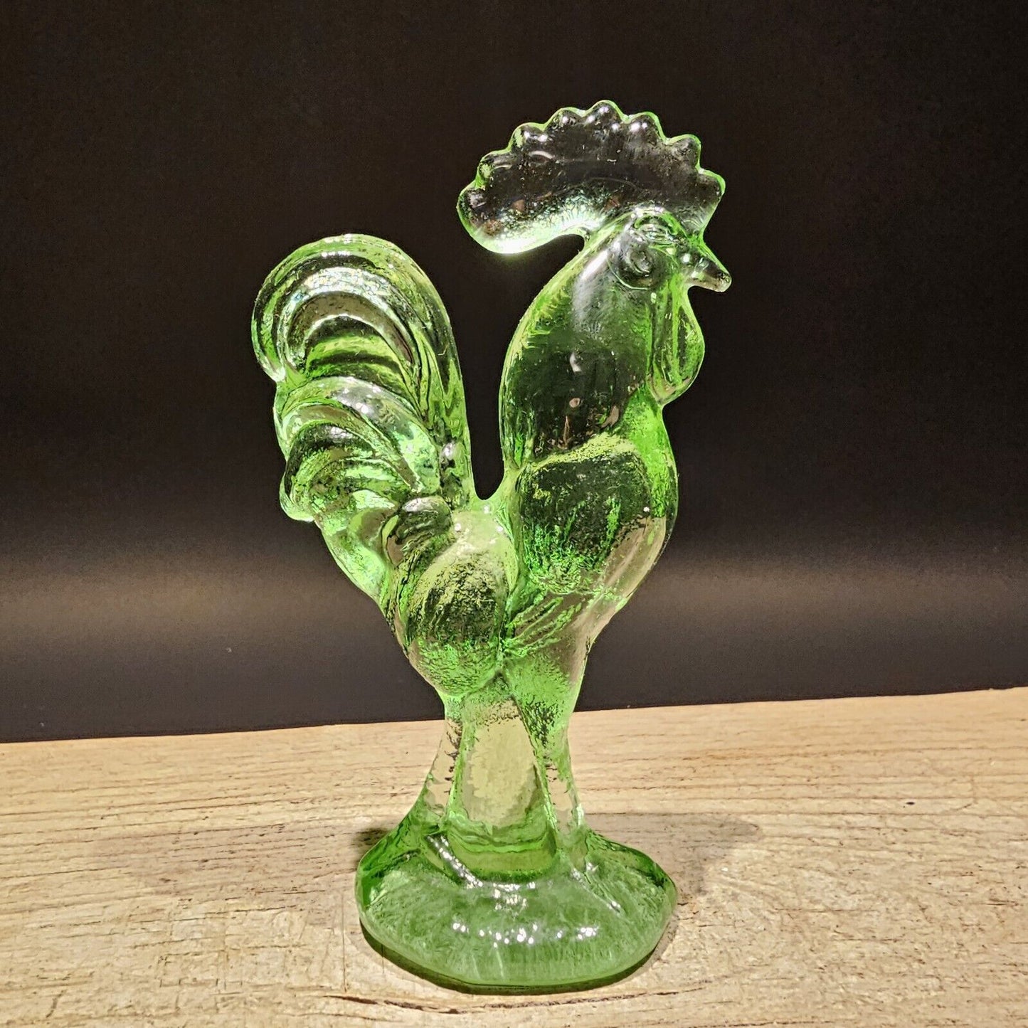 Antique Vintage Style Green Depression Glass Rooster Chicken