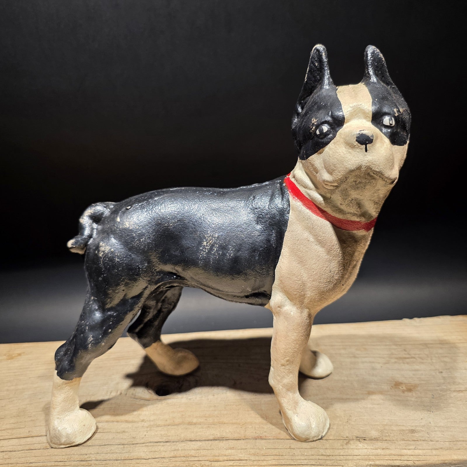Antique Style Cast Iron Boston Terrier Dog Door Stop Coin Bank