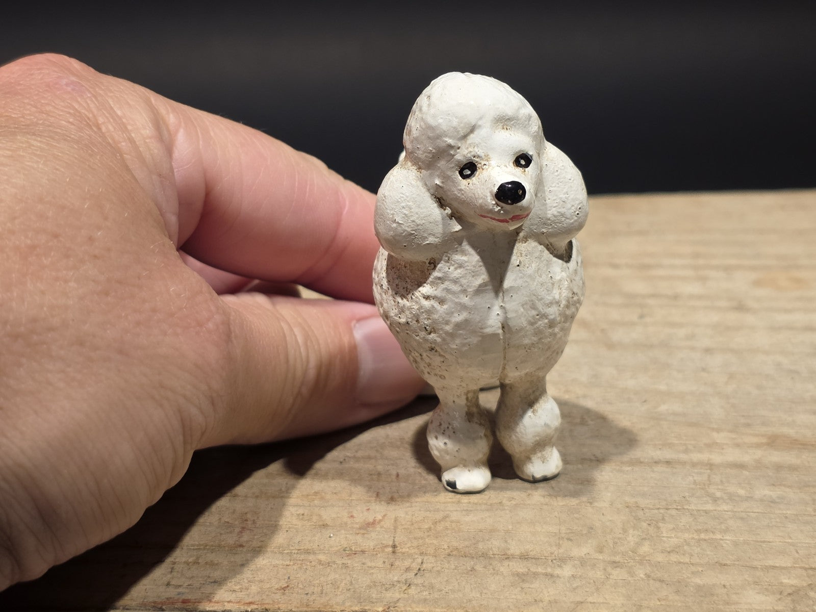 Cast Iron White Poodle Dog Figurine Vintage Style Poodle Statue