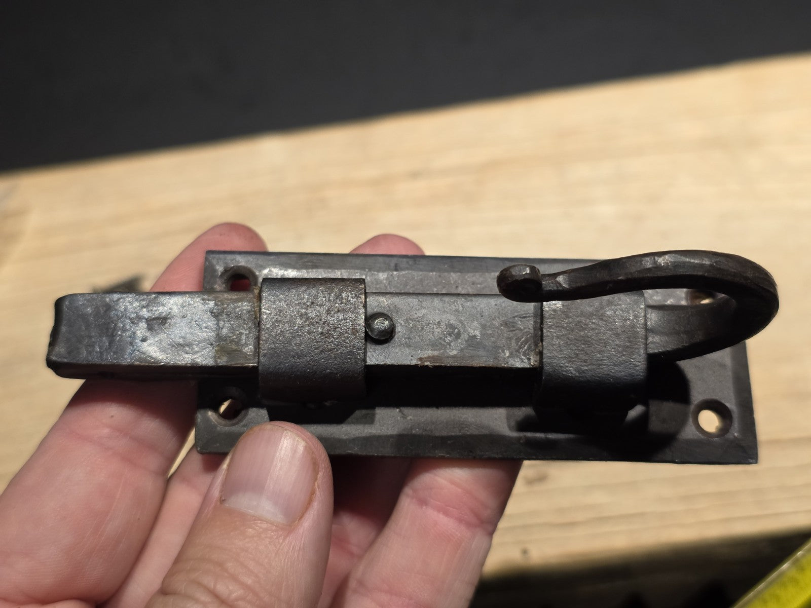 Antique Style Hand Forged Wrought Iron Slide Latch Rustic Barrel Bolt