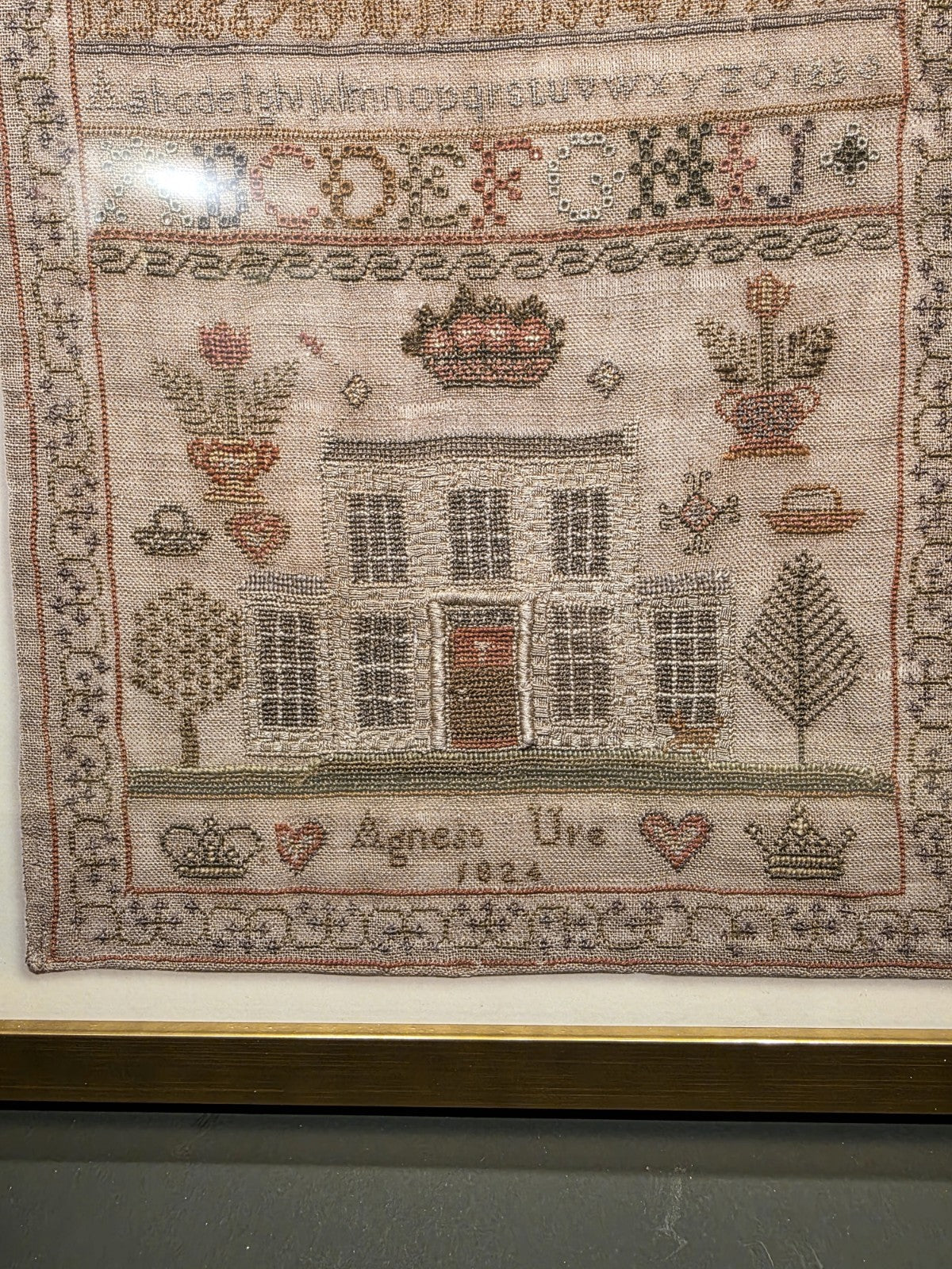 12"x16" Antique Style PRINT of Alphabet Sampler Framed Wall Art