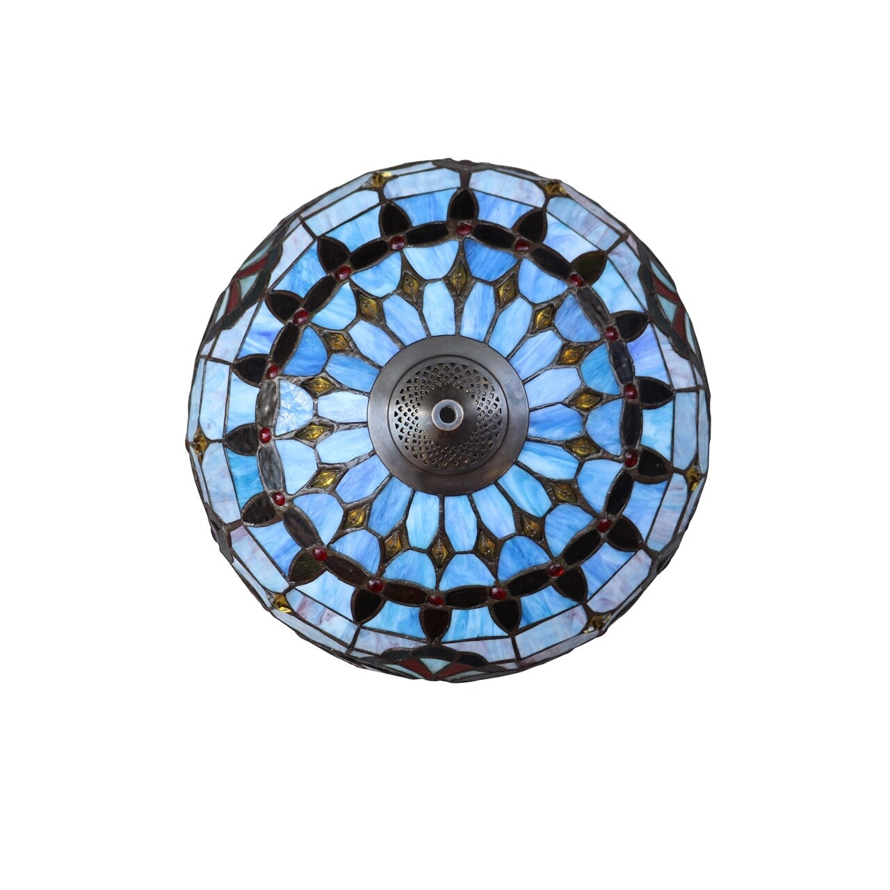 25" Antique Vintage Style Stained Glass Lighted Base Table Lamp