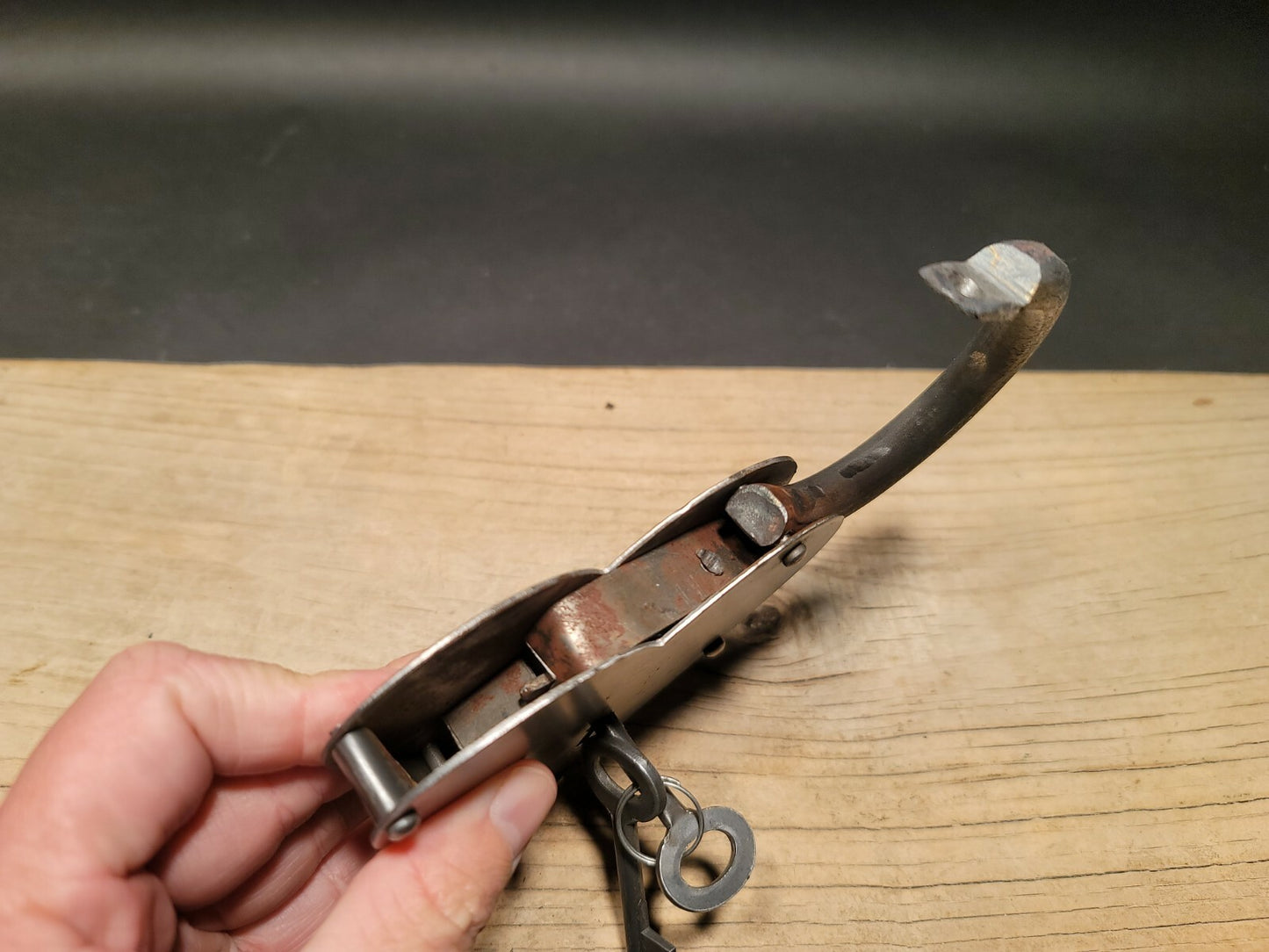 Antique Vintage Style Cast Iron Steel Heart Bridge Padlock Lock & Key 