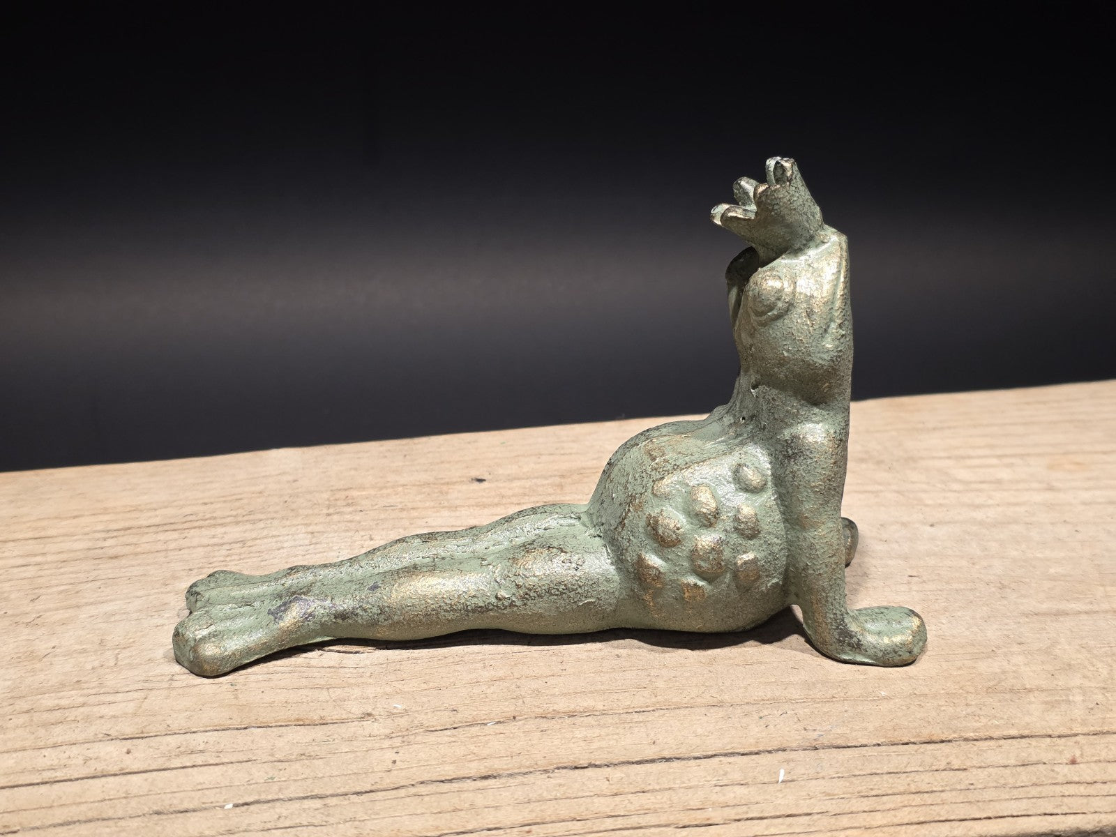 Vintage Style Cast Iron Yoga Frog Door Stop or Garden Statue
