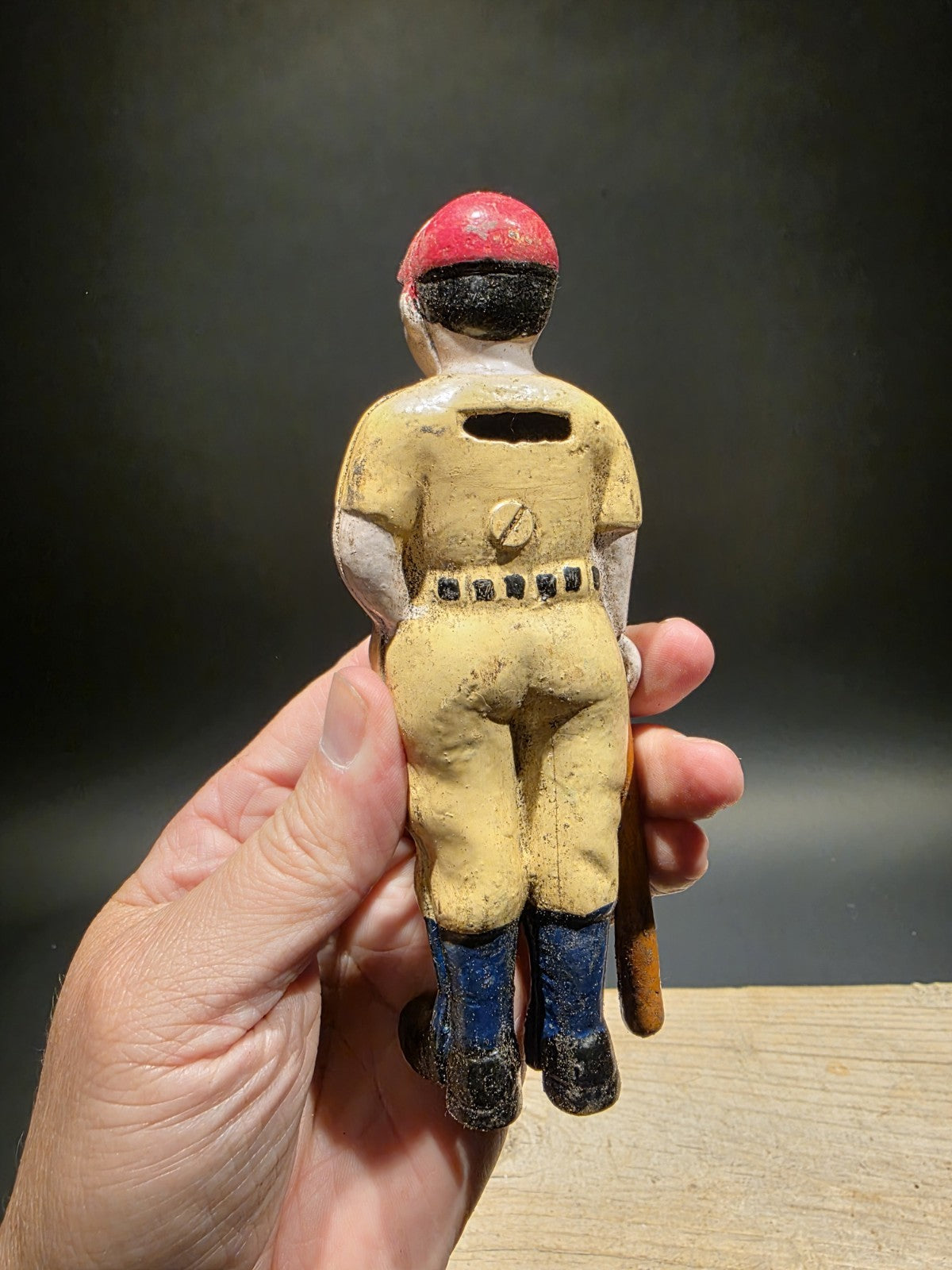 Antique Vintage Style Cast Iron Slugger Coin Bank