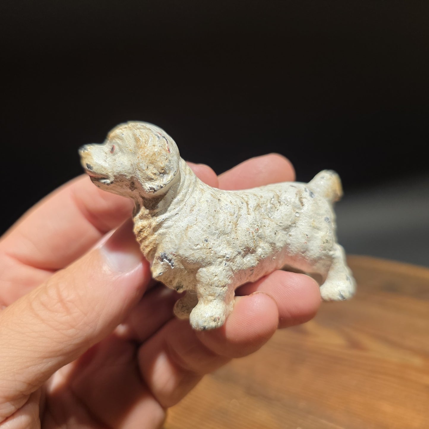 Cast Iron Spaniel Dog Figurine – Vintage Style Mini Animal Figure