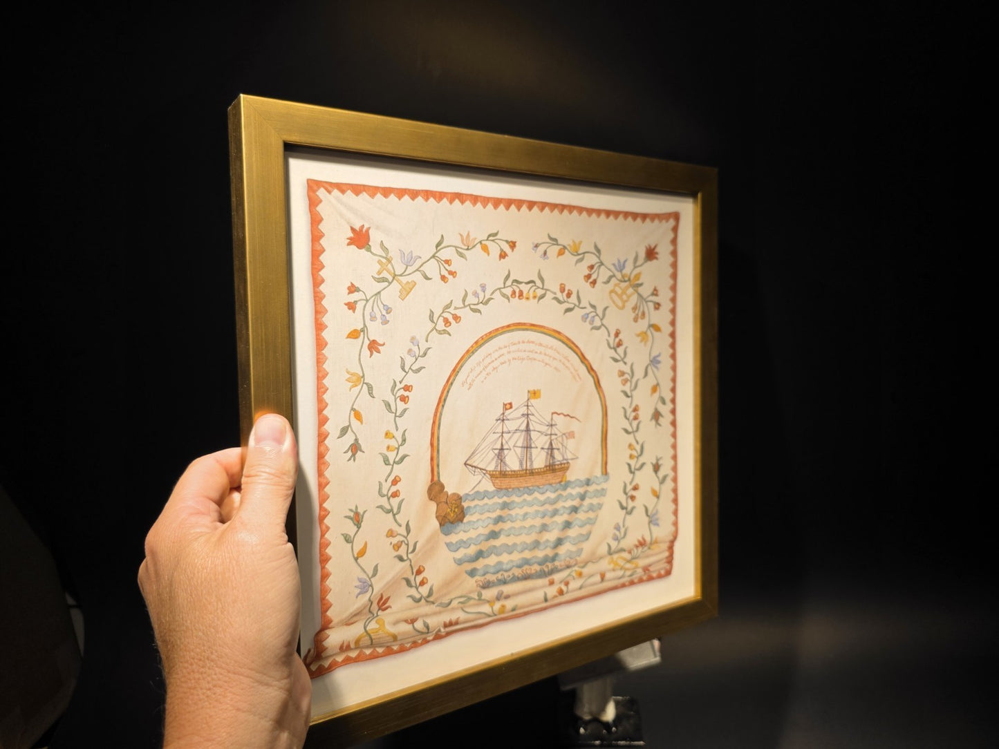 12x12 Vintage Style Ship Sampler Framed PRINT