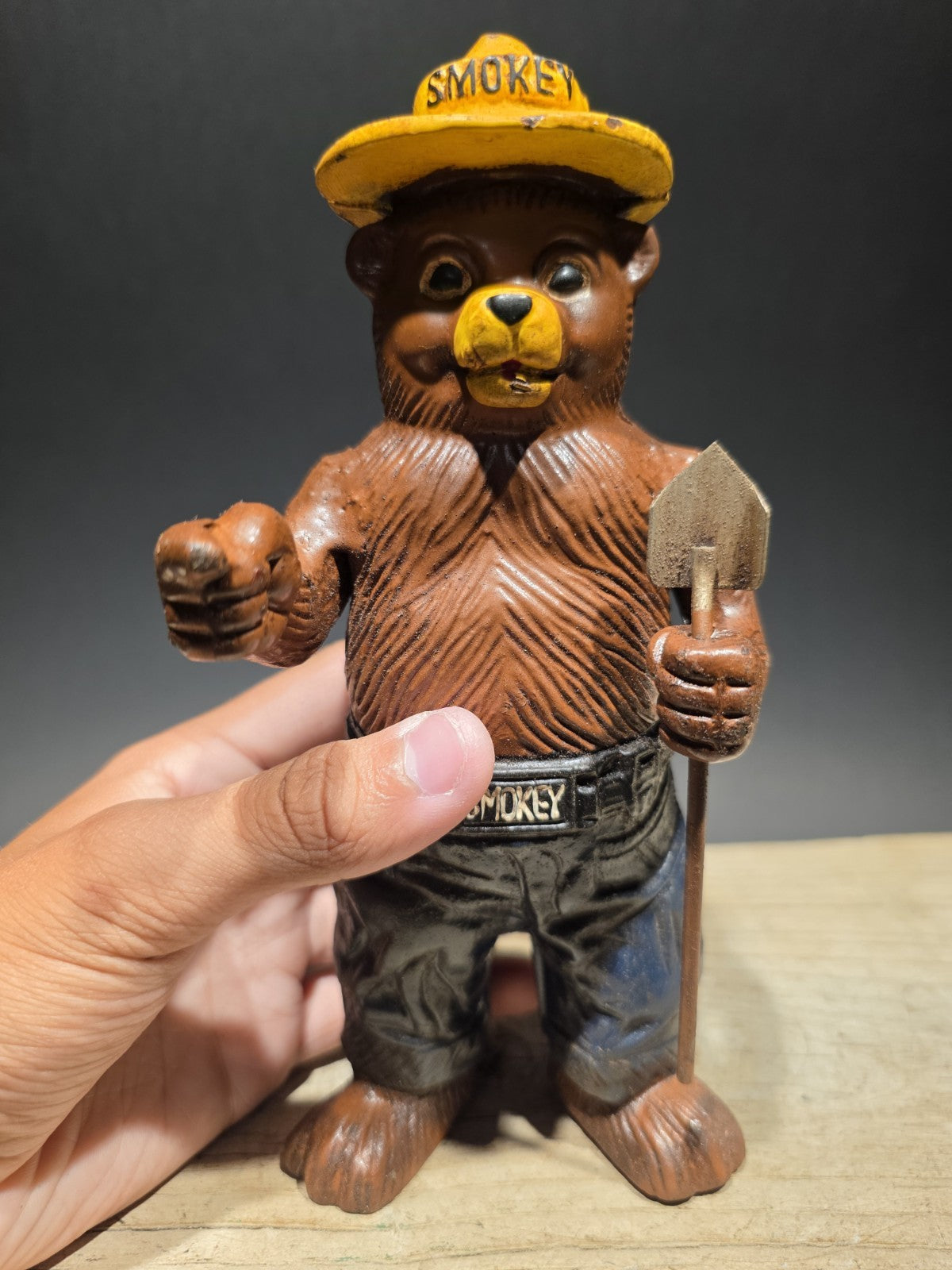 Antique Vintage Style Cast Smokey The Bear Coin Bank
