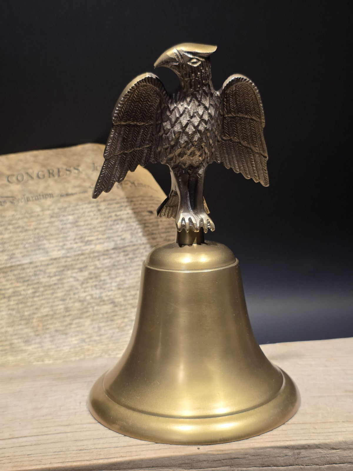 Large 11" Antique Style Brass Eagle Desk Call Bell Americana Federalist Style