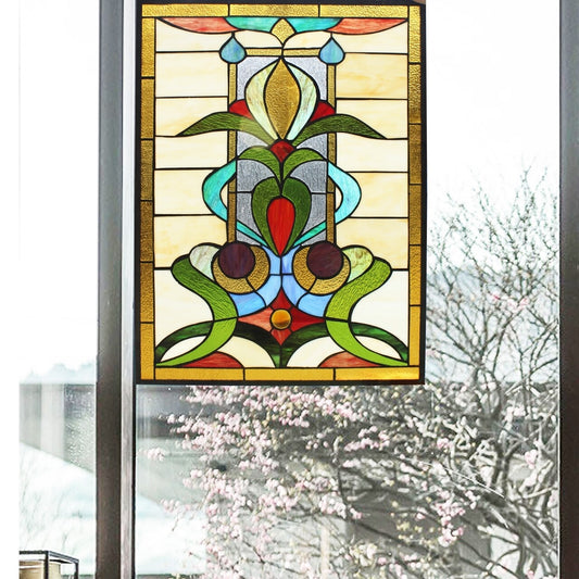 25" Rectangle Stained Glass Hanging Window Pane Suncatcher