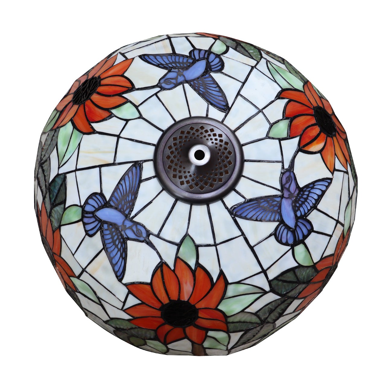 24.21" Antique Vintage Style Stained Glass Sunflower Lighted Base Table Lamp