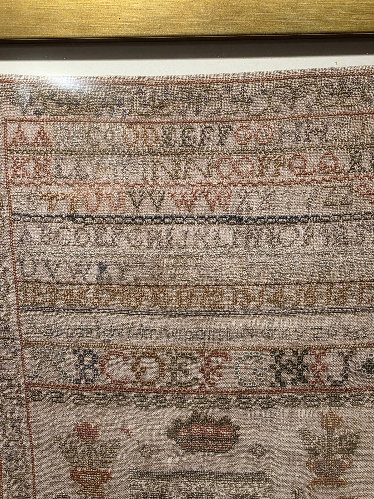 12"x16" Antique Style PRINT of Alphabet Sampler Framed Wall Art