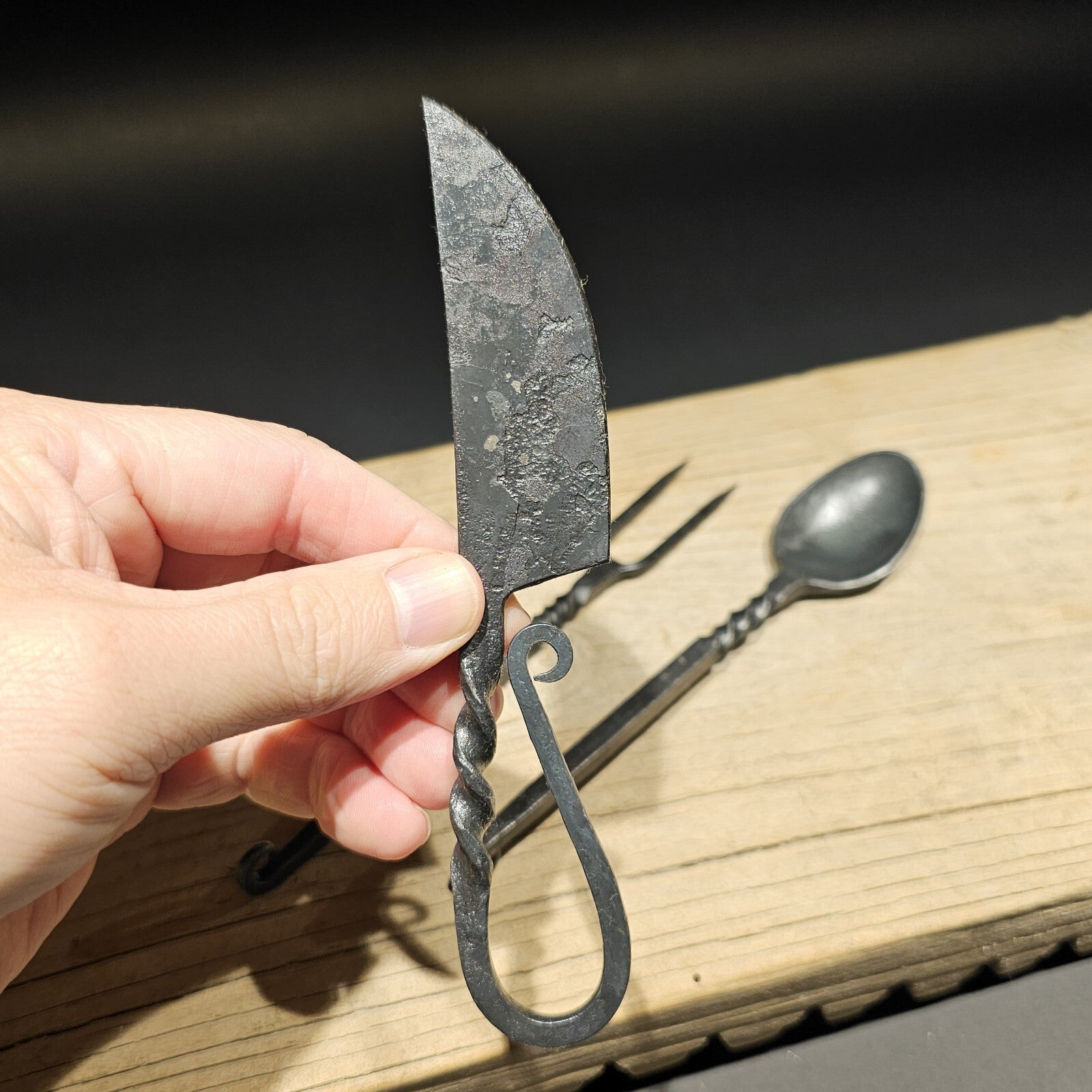 Flint Striker Style Custom Forged Knife Utensil Set
