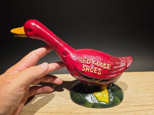 Antique Style Red Goose Cast Iron Still Coin Bank