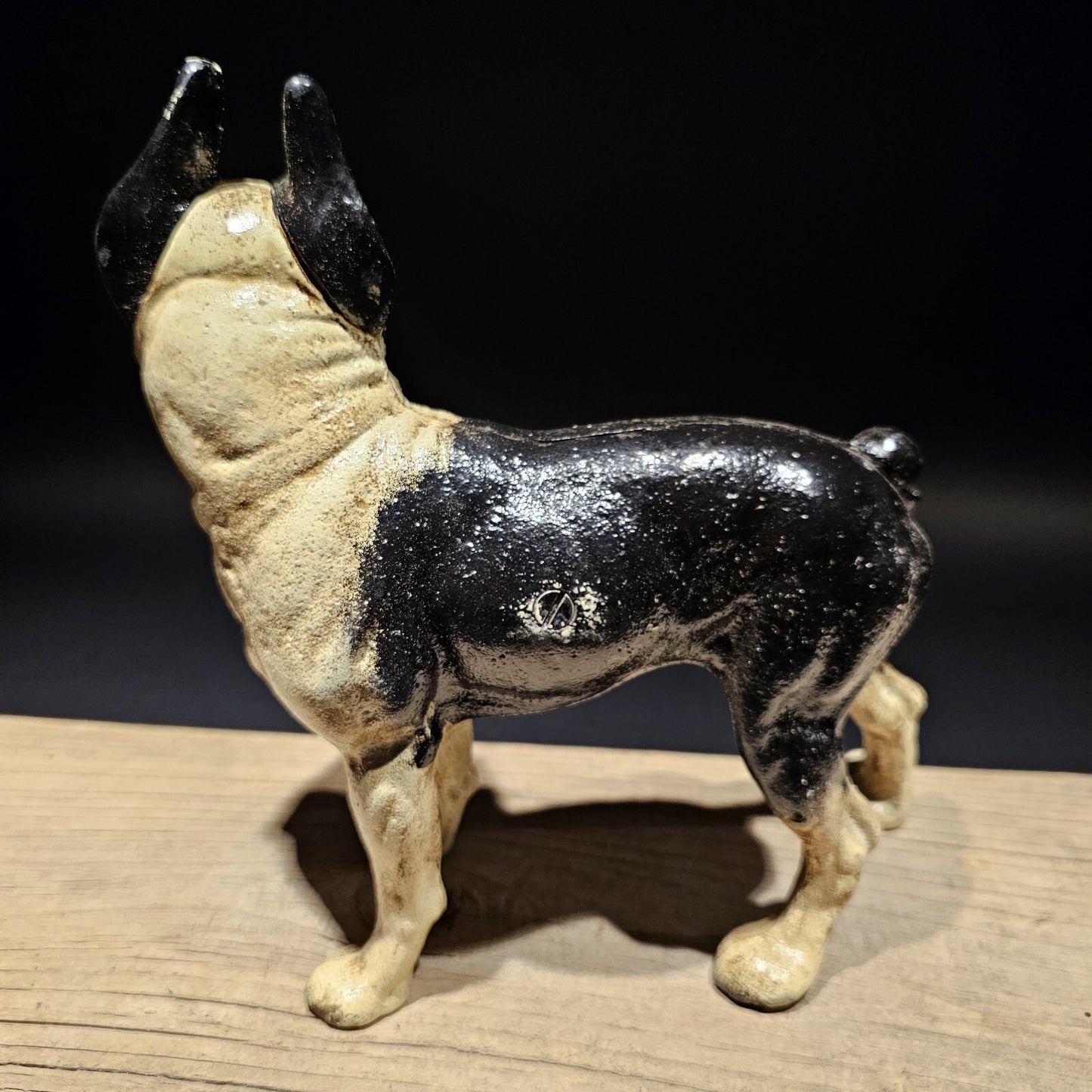 Antique Style Cast Iron Boston Terrier Dog Door Stop Coin Bank
