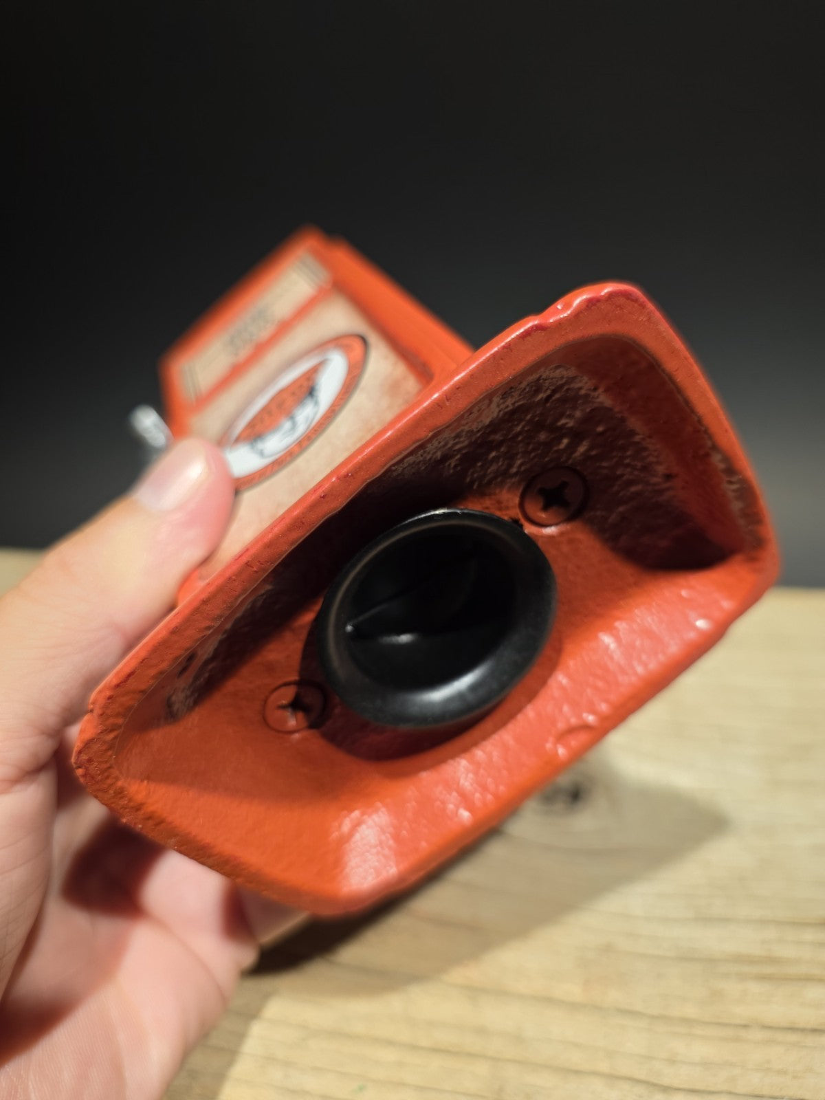 Vintage Style Metal Oilzum Gasoline Orange Mini Gas Pump Coin Bank