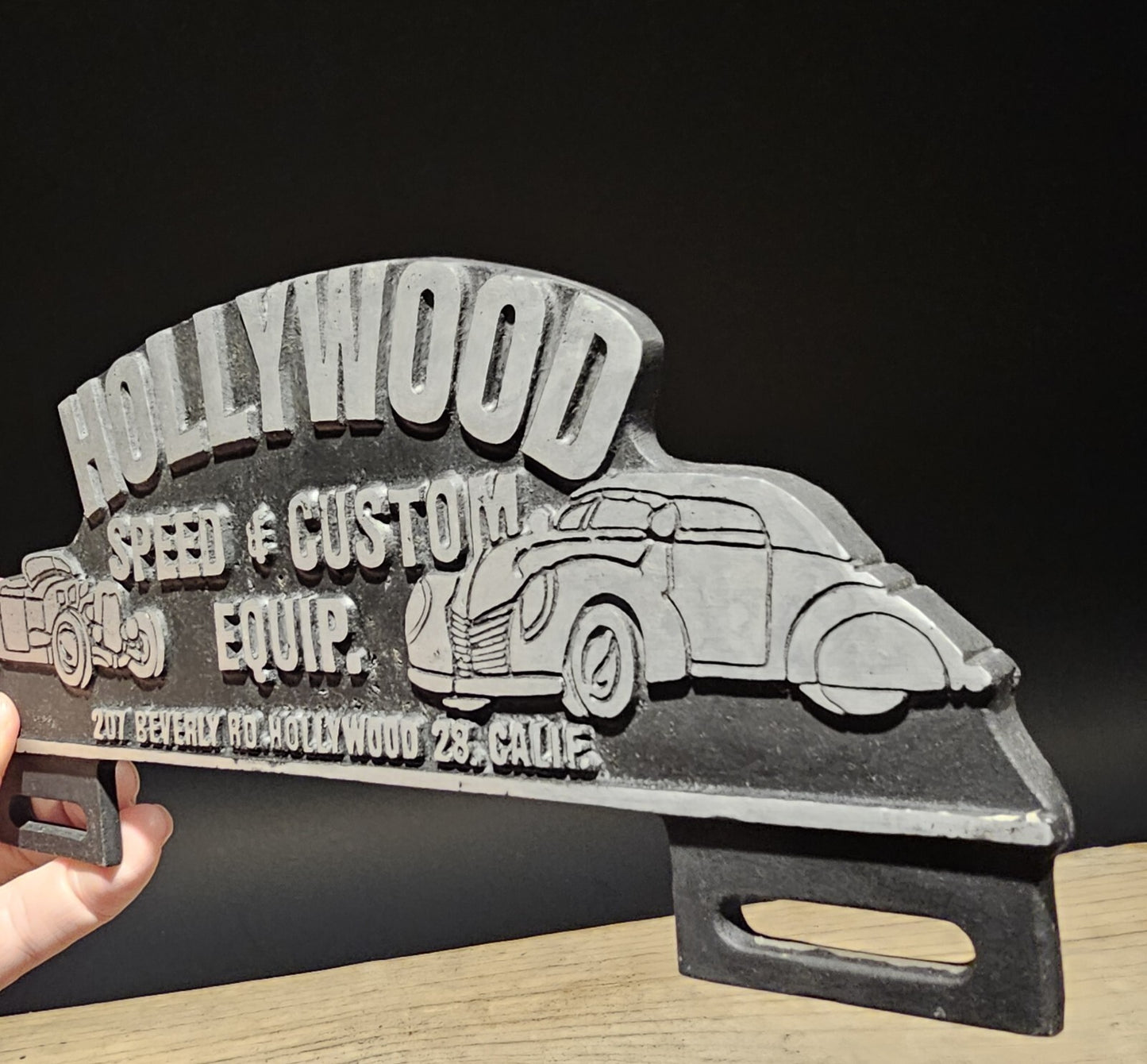 Vintage Style Aluminum Holywood License Plate Fob Topper