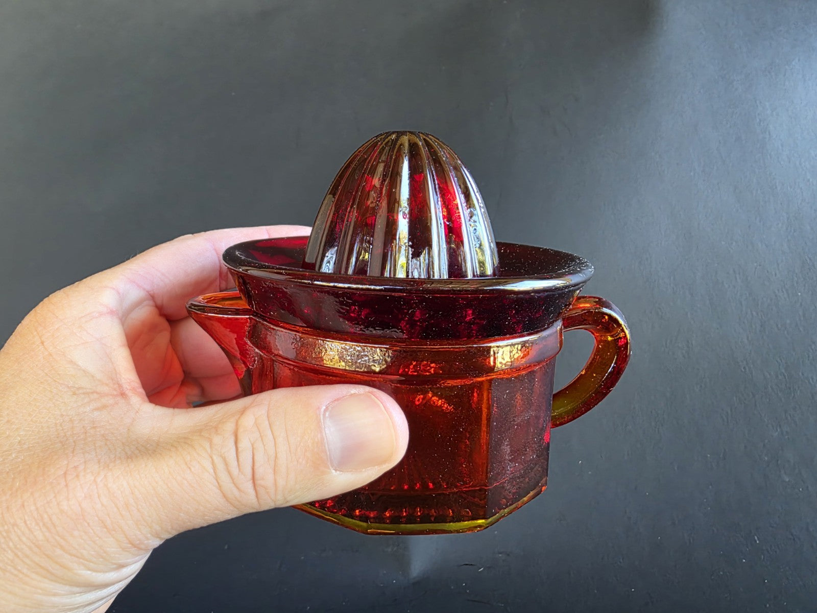 4.5" Vintage Style Ruby Red Depression Glass Juicer