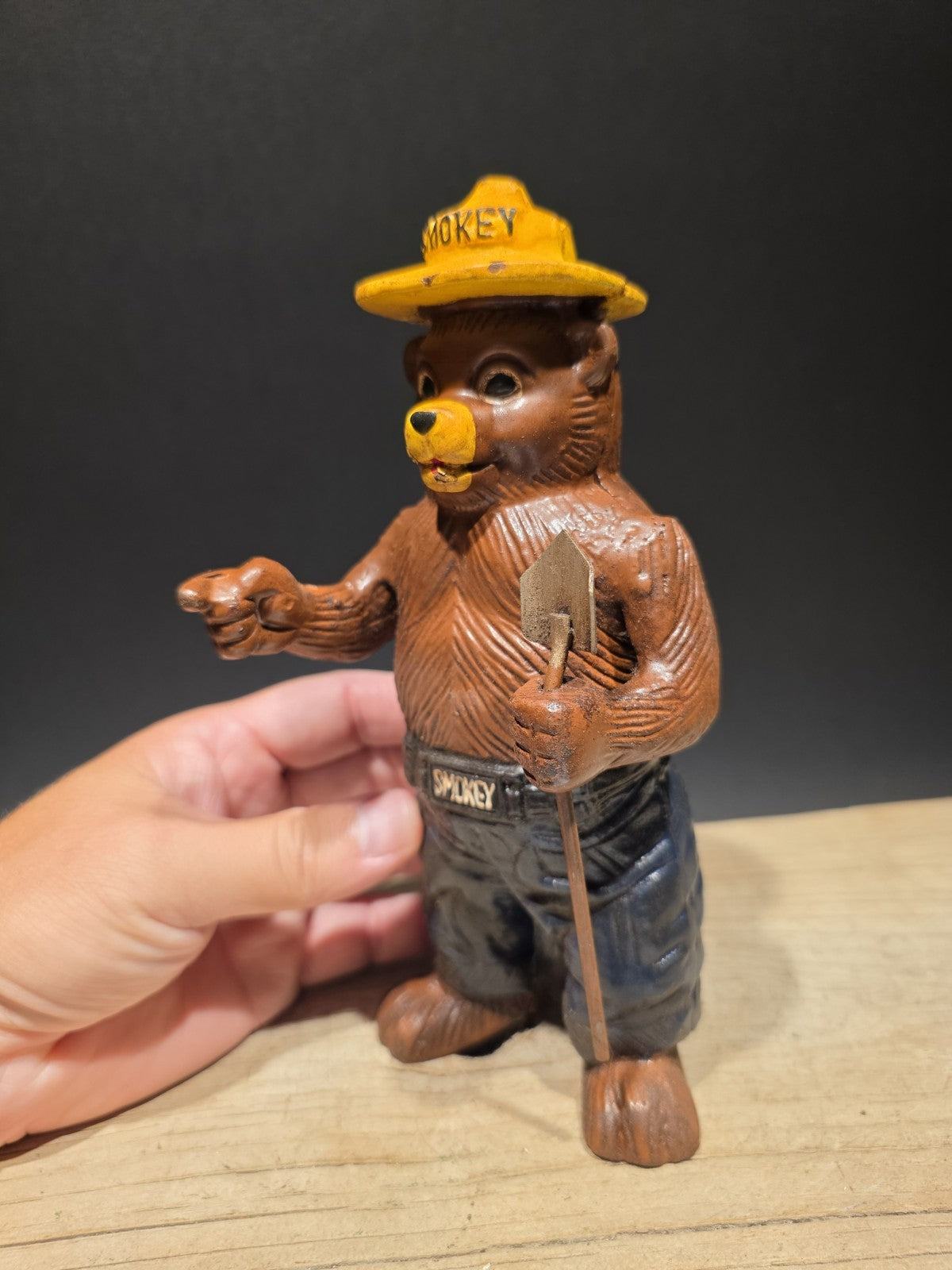 Antique Vintage Style Cast Smokey The Bear Coin Bank