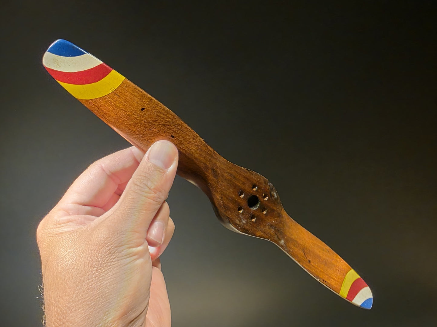 12" Miniature Bleriot Carved Mahogany Wood Airplane Propeller