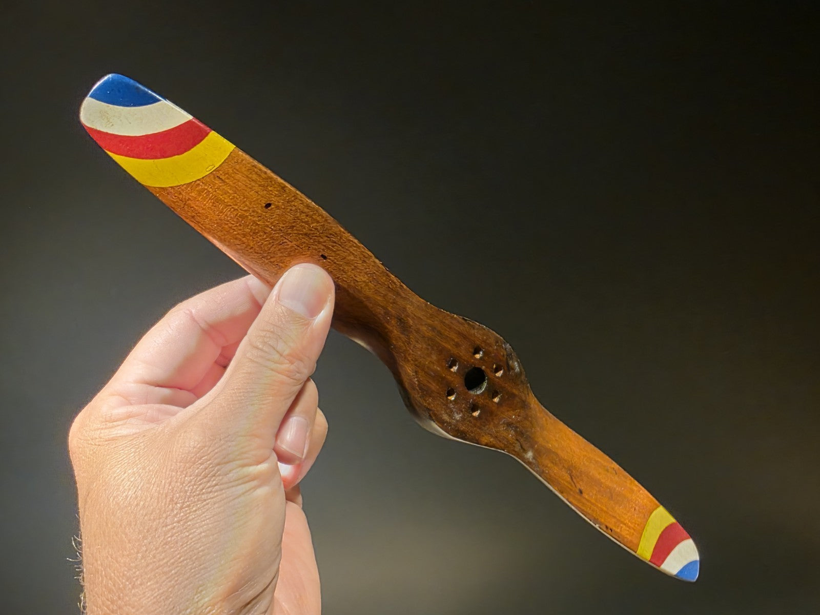 12" Miniature Bleriot Carved Mahogany Wood Airplane Propeller