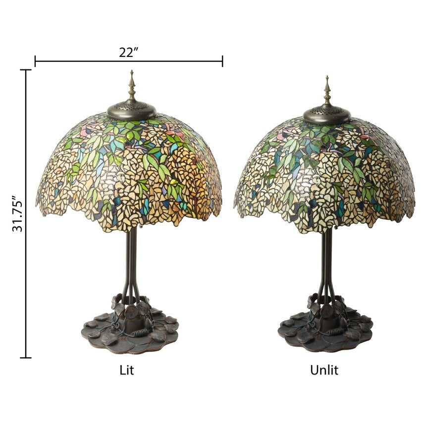 31.75"H Laburnum Antique Style Stained Glass Table Lamp