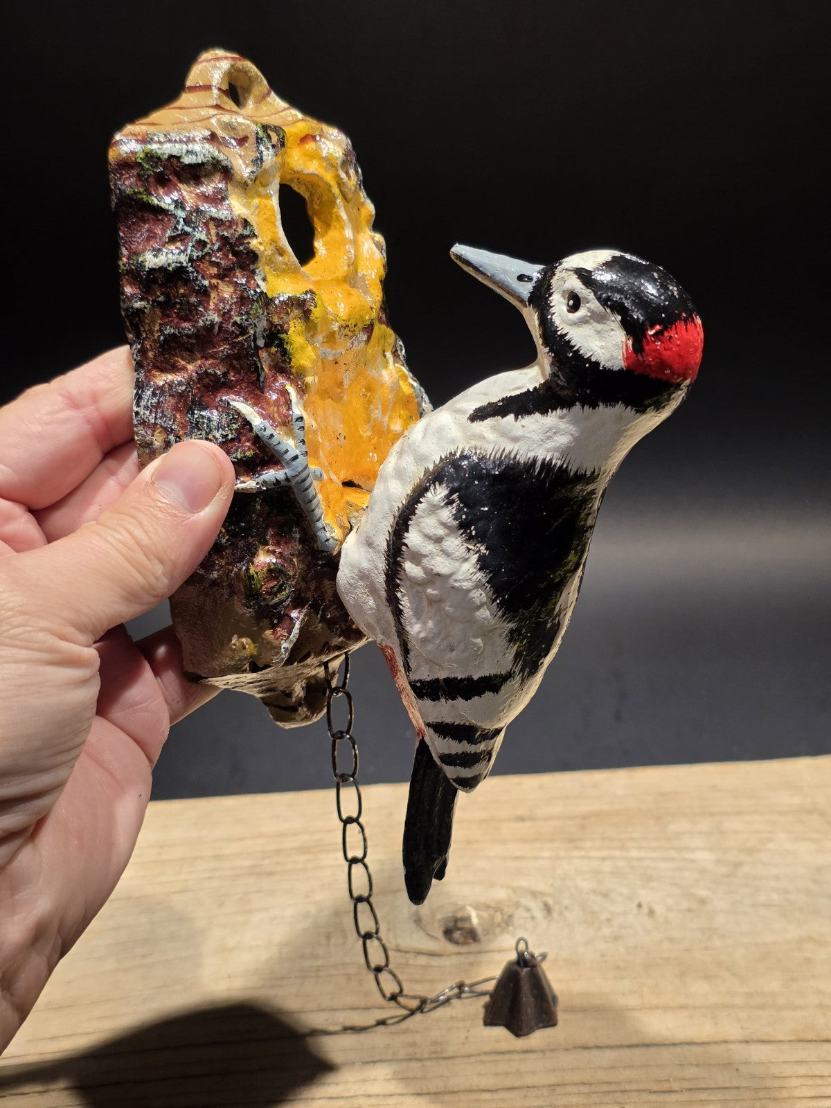 Vintage Style Folk Art Cast Iron Woodpecker Door Knocker