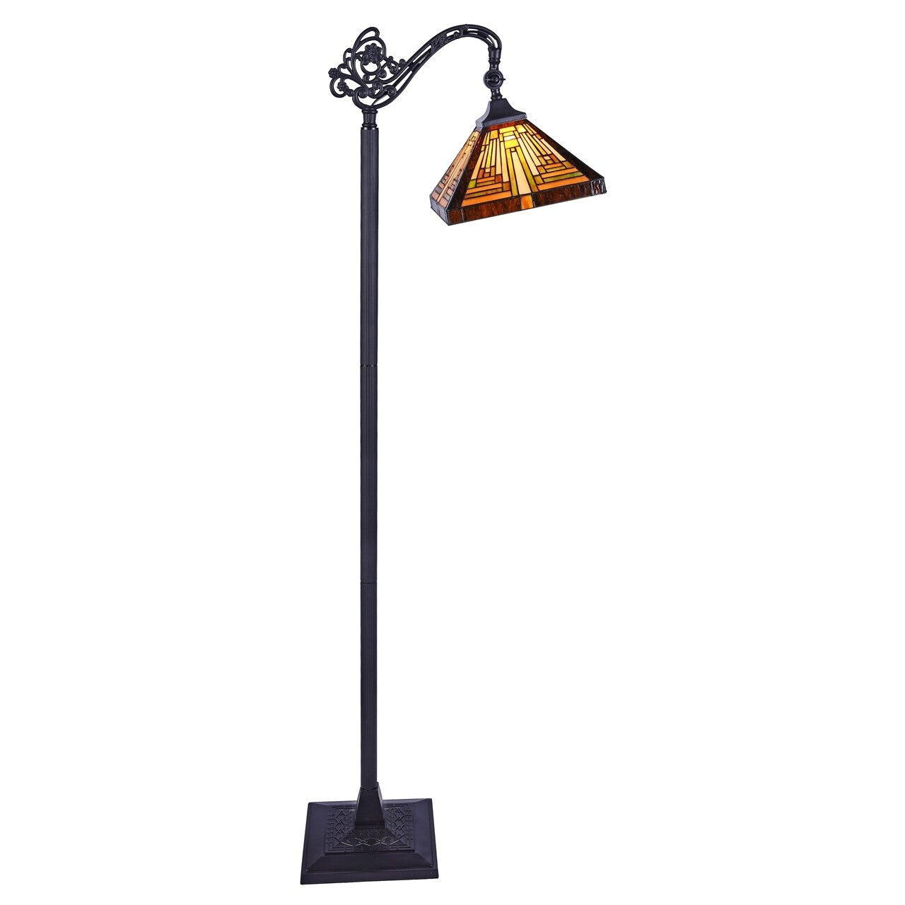 61.4" Antique Vintage Style Stained Glass Mission Reading Floor Lamp
