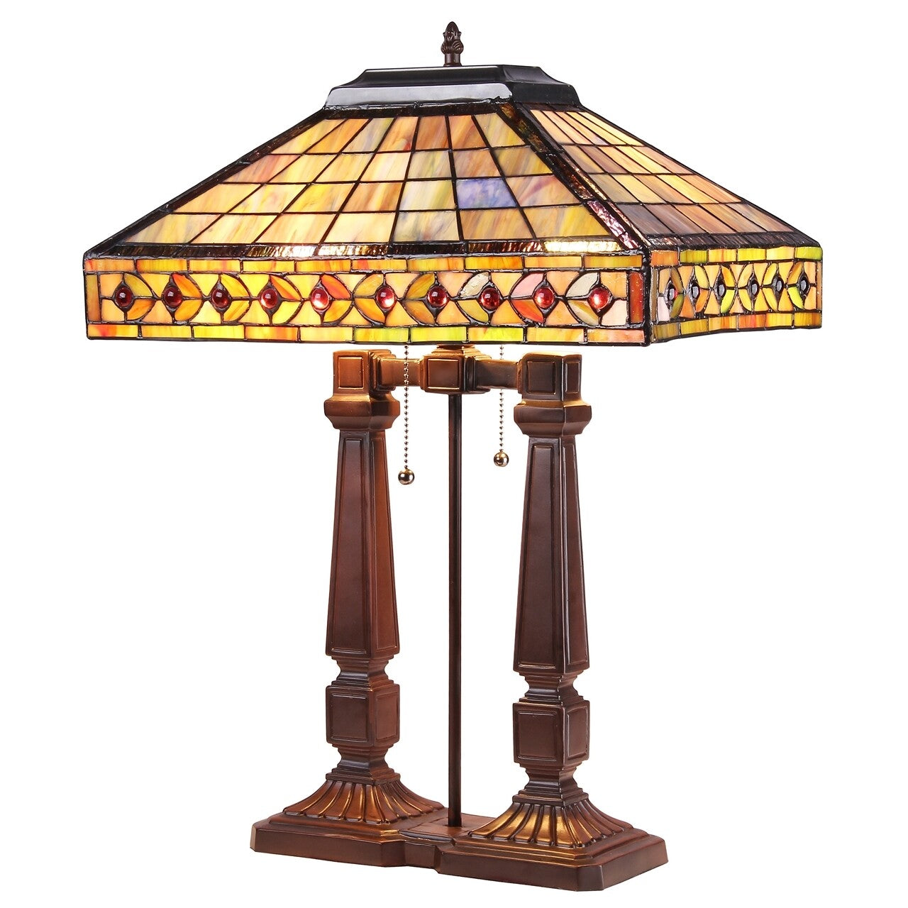 23.62" Antique Vintage Style Mission Stained Glass Table Desk Lamp