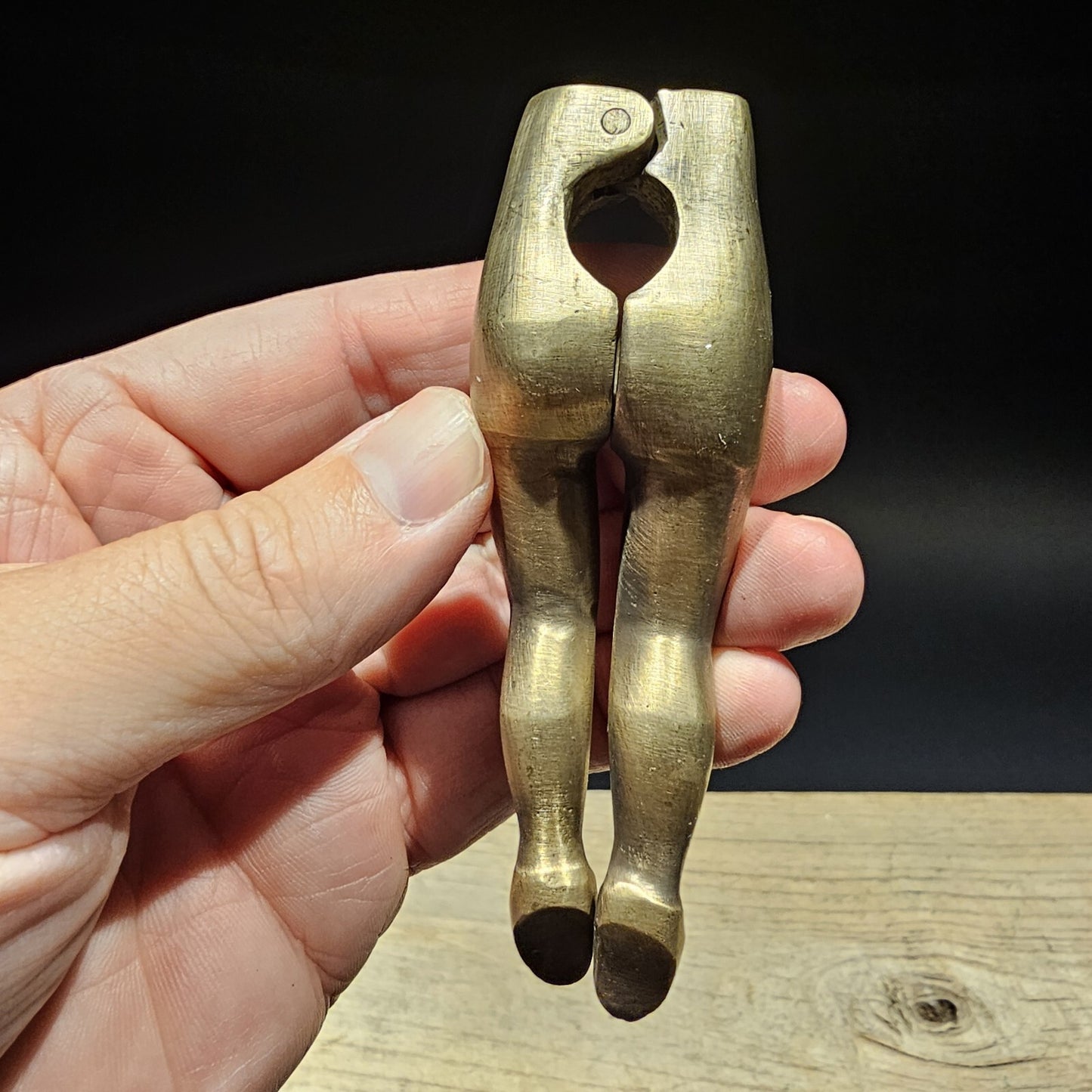 4" Antique Vintage Style Brass Risque Lady Legs Nut Cracker