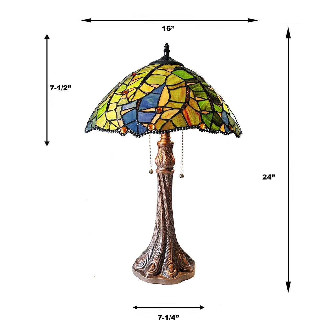 24" 2 light Stained Glass Table Lamp