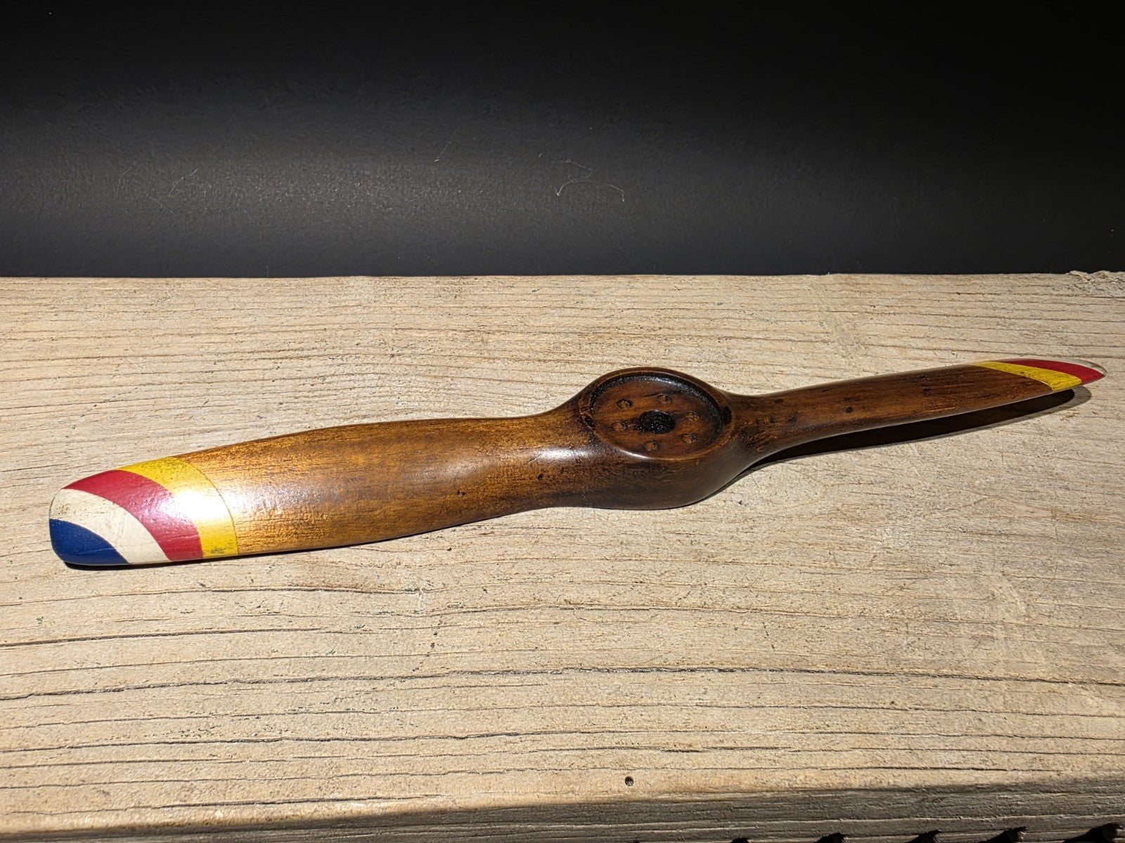 12" Miniature Bleriot Carved Mahogany Wood Airplane Propeller