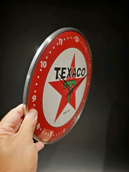 12" Antique Vintage Style Round Texaco Gasoline Oil Wall Clock Sign