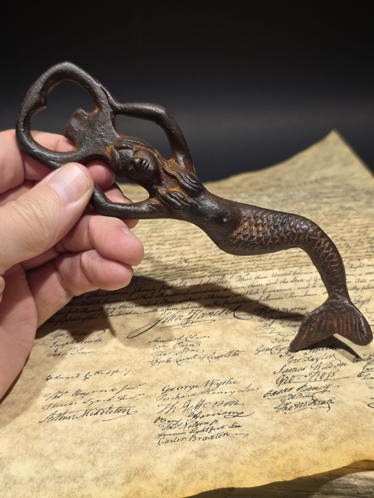 7" Vintage Style Cast Iron Mermaid Bottle Opener Coastal Bar Tool
