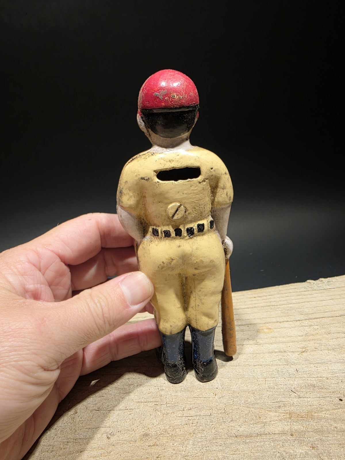 Antique Vintage Style Cast Iron Slugger Coin Bank