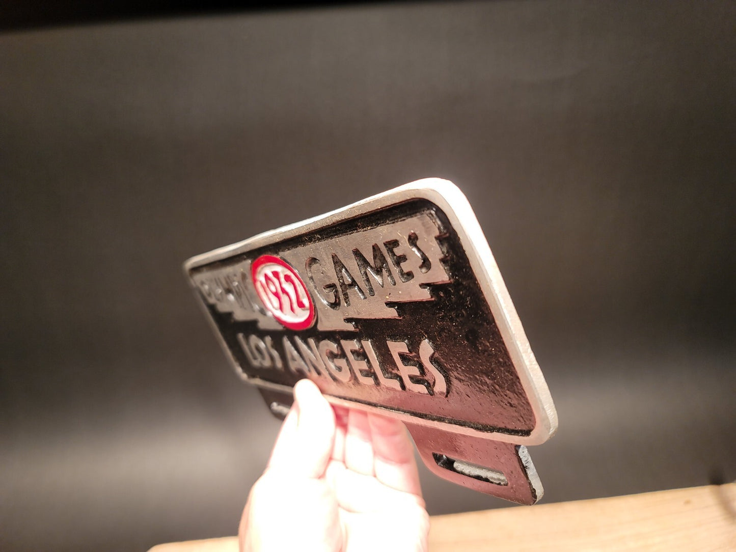 Antique Vintage Style Aluminum Olympic Games 1932 License Plate Fob Topper