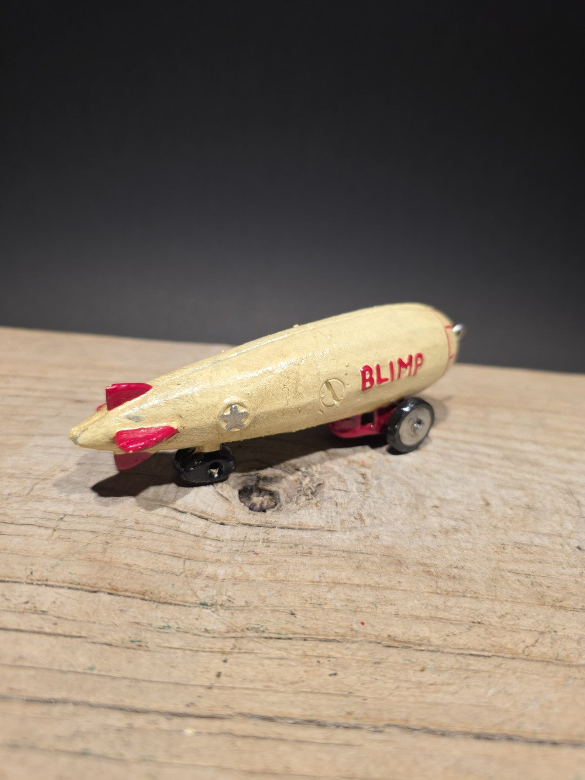 Antique Vintage Style Cast Iron Mini Cast Iron Blimp Zeppelin Pull Toy