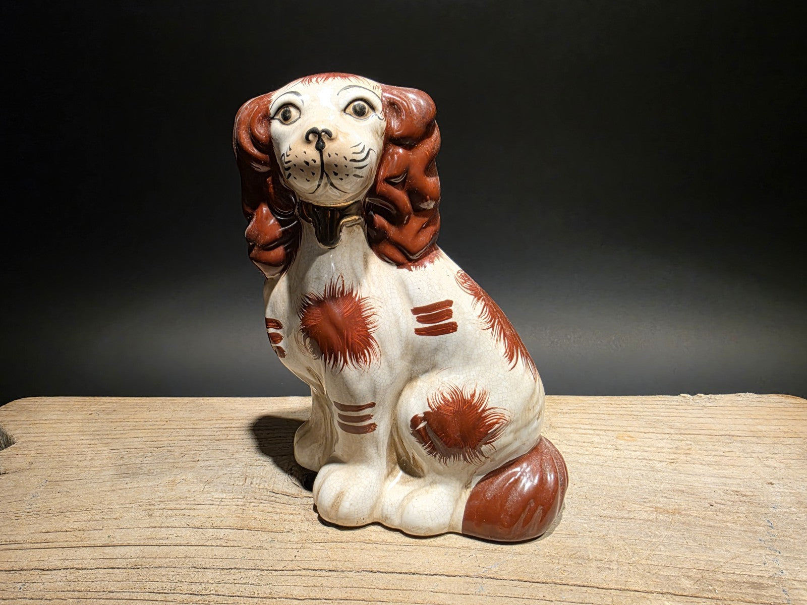8" Antique Vintage Style Red Staffordshire Spaniel Dog Figurine
