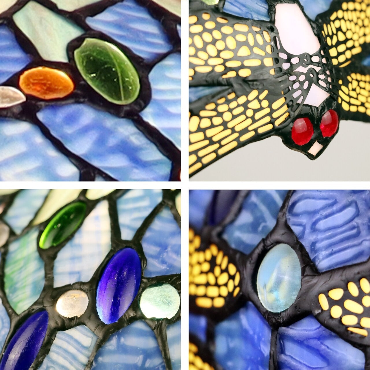 23" Antique Vintage Style Stained Glass Dragonfly Lighted Base Table Lamp