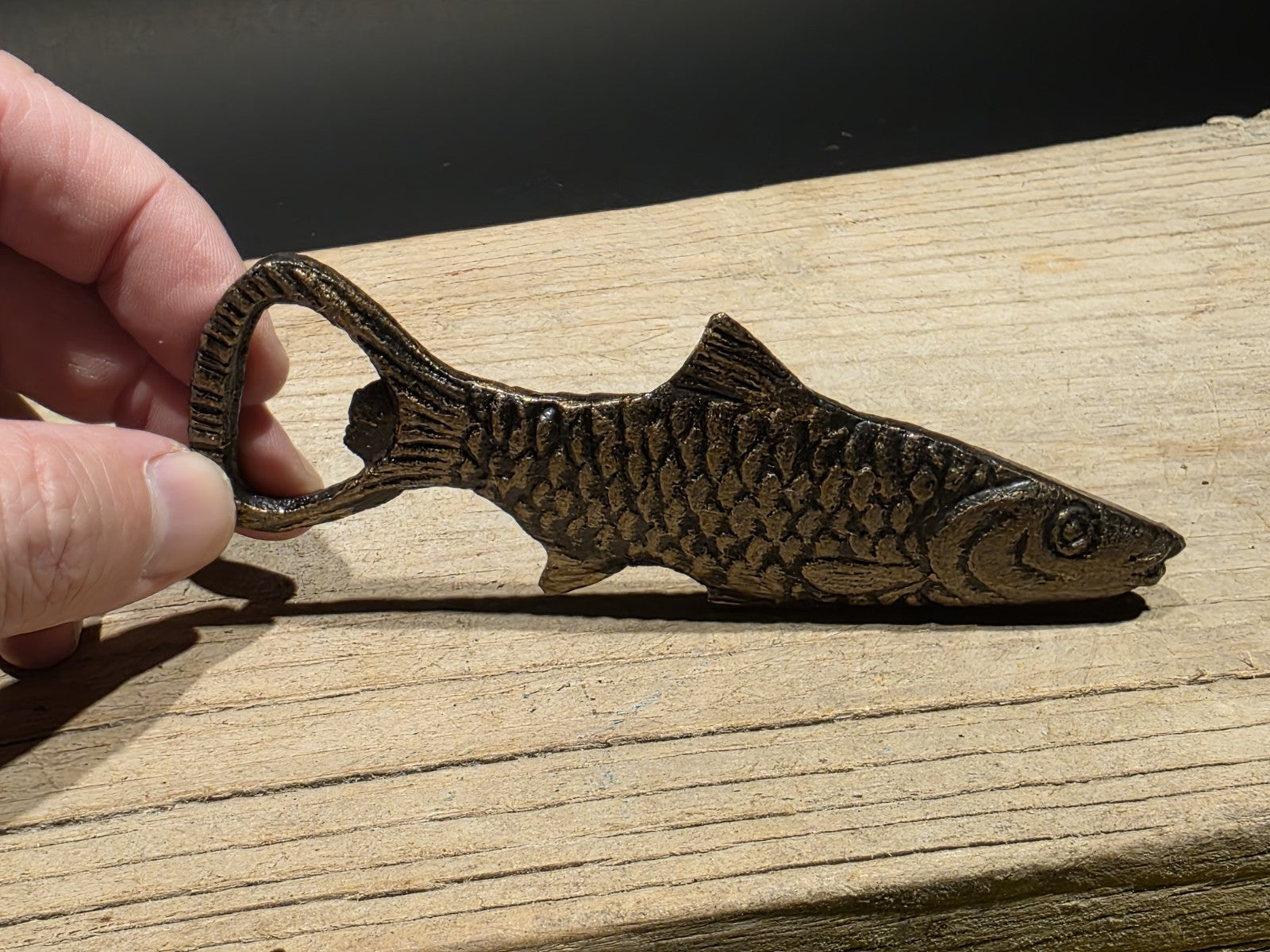5" Vintage Style Antique Brass Cast Iron Fish Bottle Opener bar tool
