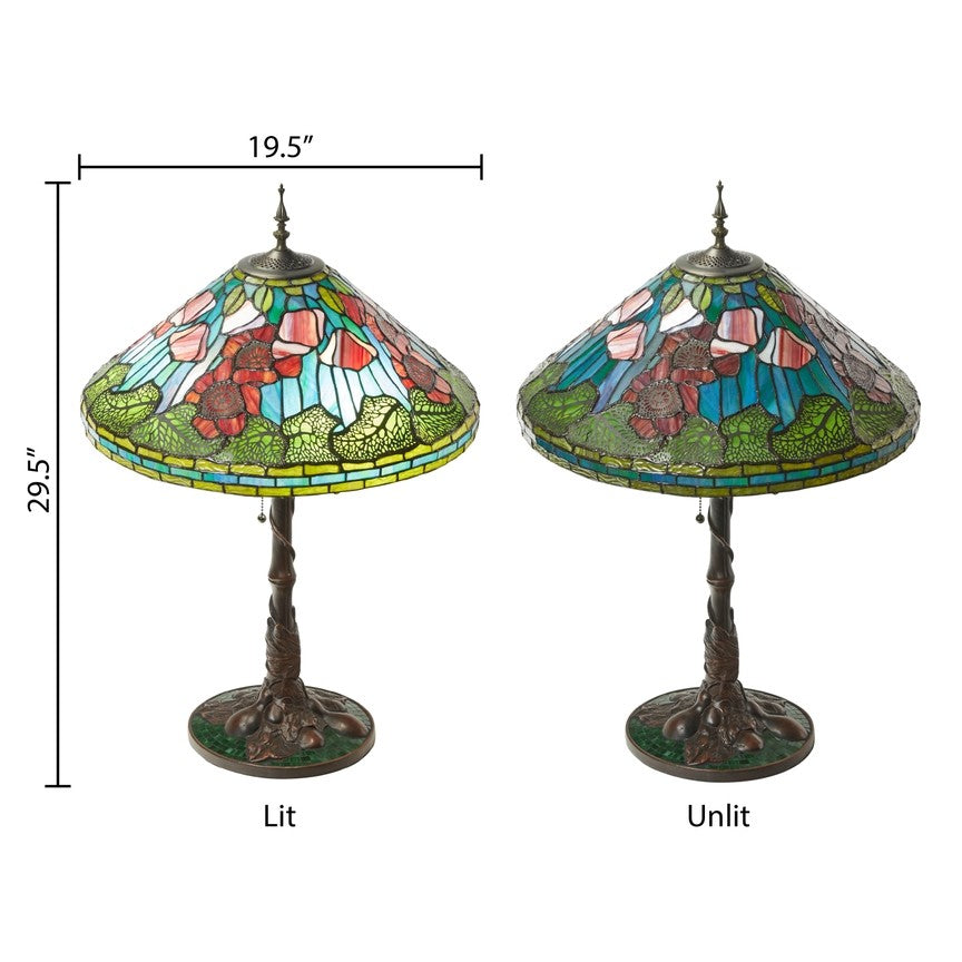 29.5"H Tiffany-Style Stained Glass Poppies Table Lamp