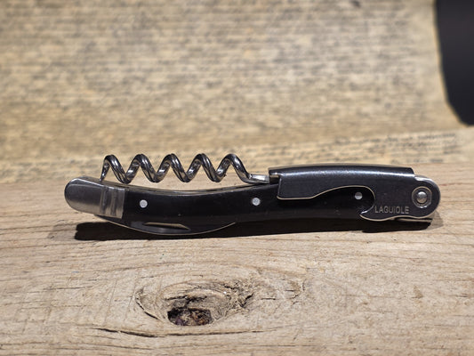 Vintage Style Laguiole Corkscrew with Black Horn Handles