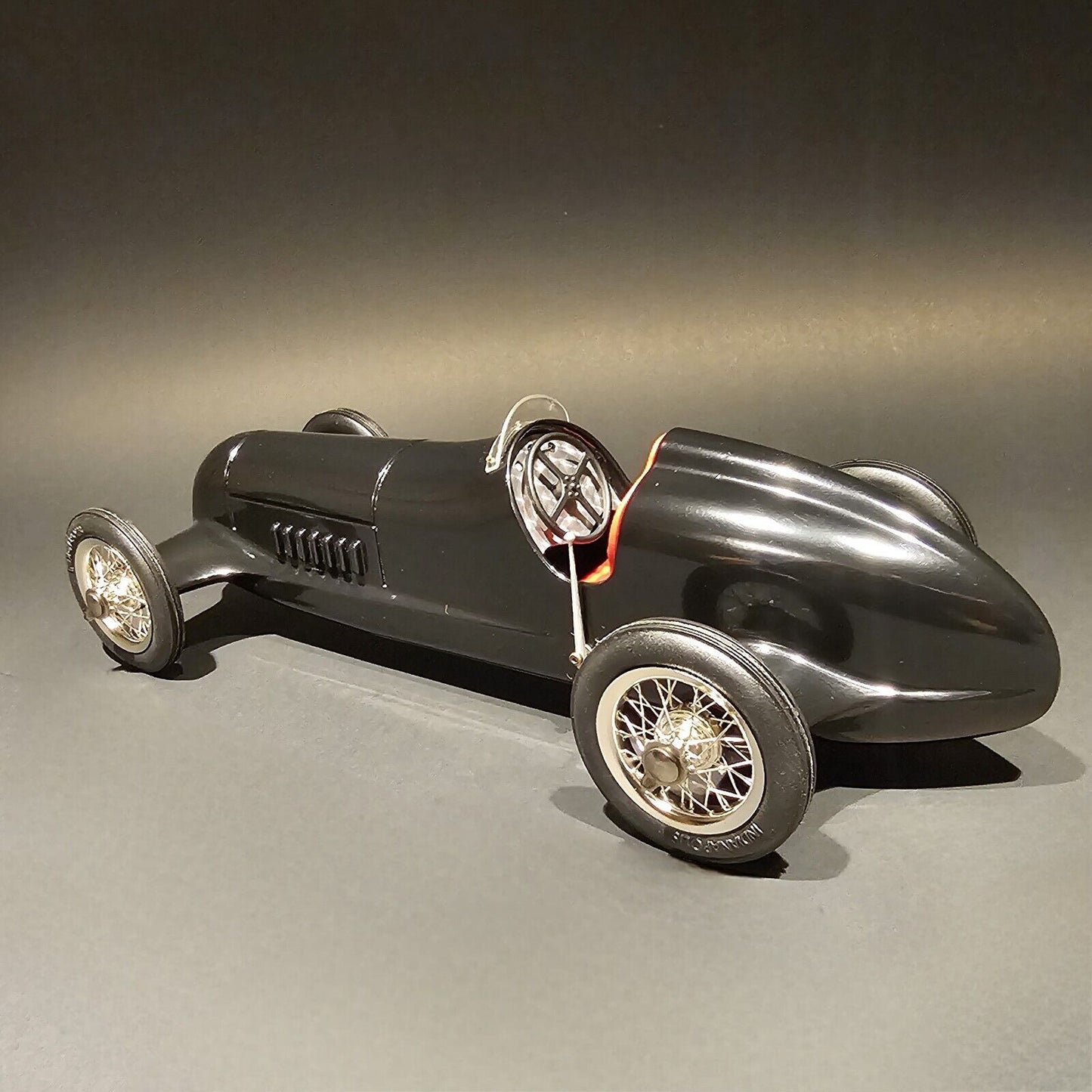 12" Antique Vintage Style Aluminum Black  Model Tether Car