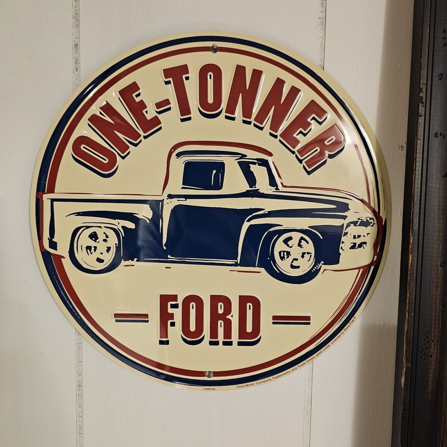 12" Antique Vintage Style Round Metal Ford Sign Plaque