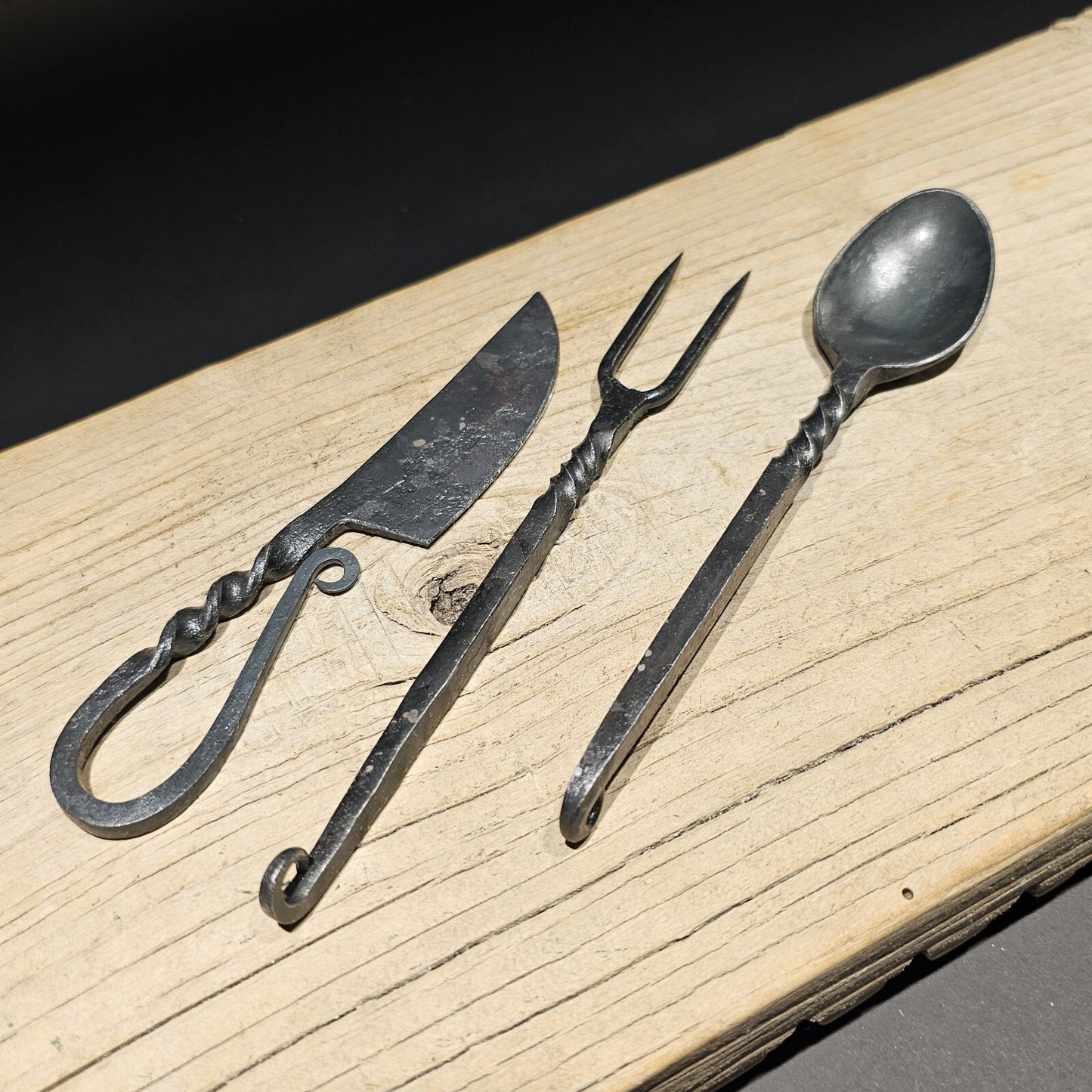Flint Striker Style Custom Forged Knife Utensil Set
