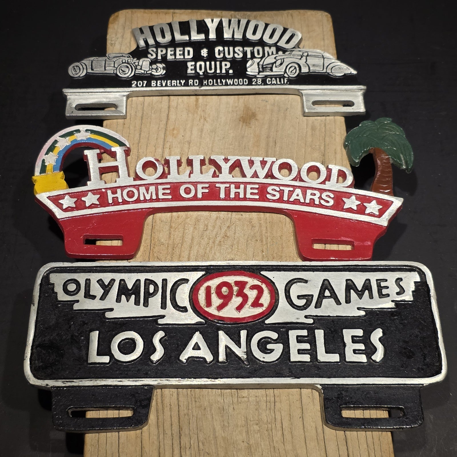 Vintage Style Aluminum Holywood License Plate Fob Topper Collection Lot